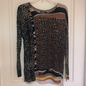 NIC + ZOE tribal print linen blend sweater